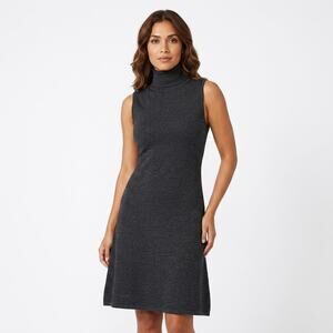 Julie Brown NYC Gray Sleeveless Turtleneck Knit Sweater Dress Women Size M